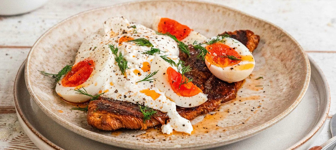 BCO CARAMELISED CHILLI CROISSANT & CHEESY BURRATA EGGS