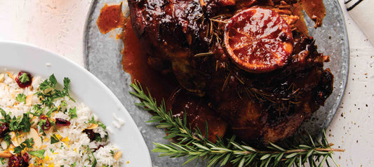 SLOW-ROASTED SPICED LAMB WITH CRANBERRY-HERB RICE